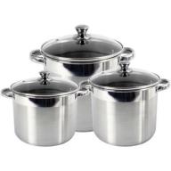 Heuck 3-Piece Encapsulated Bottom Stockpot with Glass Lid, Stainless Steel