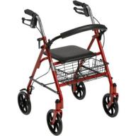 Drive Medical Adjustable Height Rollator with 6" Wheels, Red