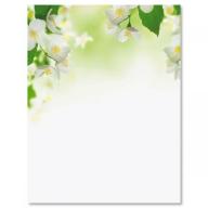 White Florals Easter Letter Papers - Set of 25 spring stationery papers are 8 1/2" x 11", compatible computer paper, spring letterhead sheets great for Easter Flyers, Invitations, or Letters
