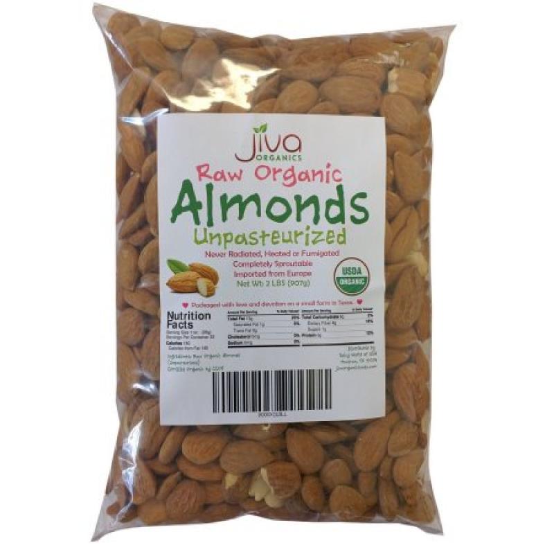 Jiva Organics Raw Unpasteurized Almonds, 2 Lb