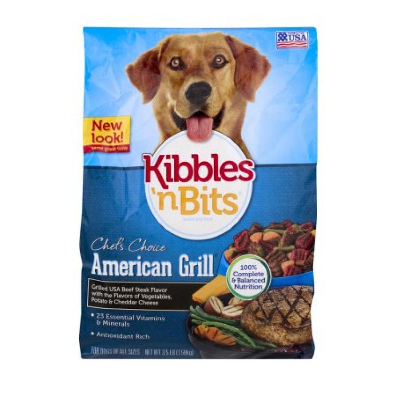 Kibbles &#039;n Bits Chef&#039;s Choice American Grill Dog Food Beef Steak, 3.5 LB