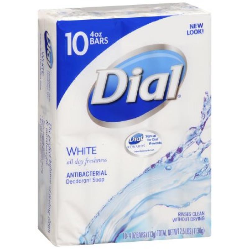 Dial White Antibacterial Deodorant Soap, 4 oz, 10 count
