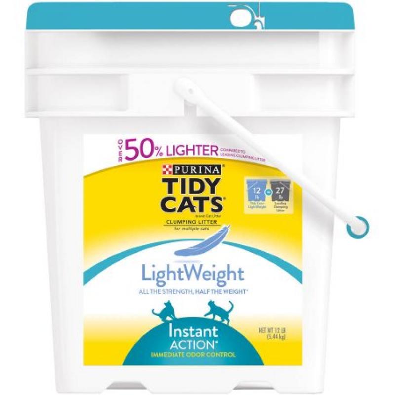 Purina Tidy Cats LightWeight Clumping Litter, Instant Action for Multiple Cats, 12 lb. Pail