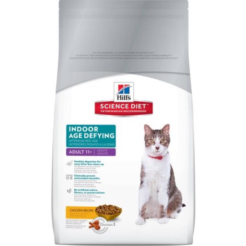 Hill&#039;s Science Diet Adult 11+ Indoor Age Defying Chicken Recipe Dry Cat Food, 3.5 lb bag