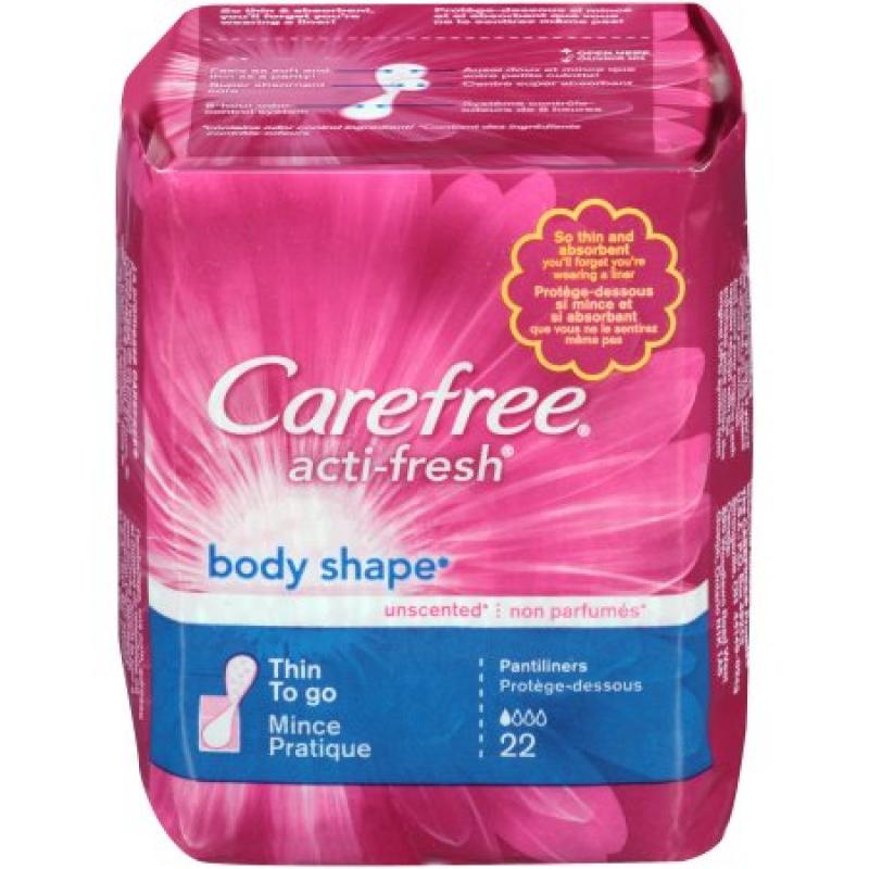 Carefree Acti-Fresh Body Shaped Panty Liners Unscented Thin - 22 Count