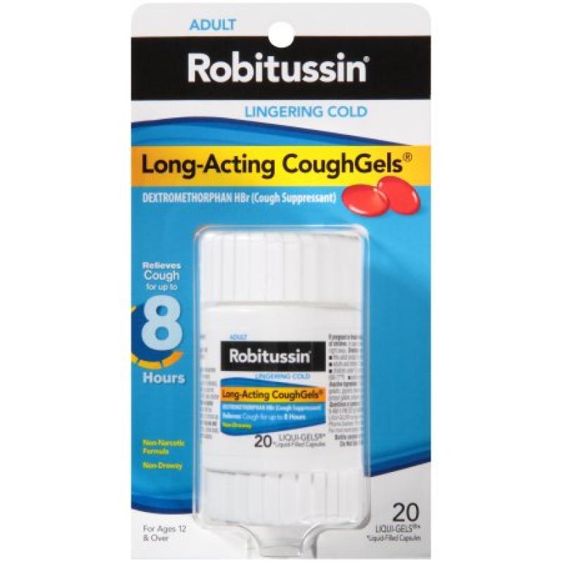 Robitussin Lingering Cold Long-Acting CoughGels 8-Hour Cough Suppressant Liquid Gels 20 Count