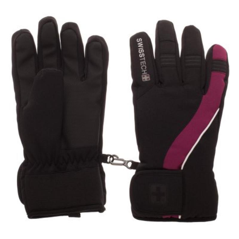 Swiss Tech Youth Black and Purple Ski Glove with Reinforced Articulated Knuckles, Thinsulate M-80 Lining and Full Palm Grip