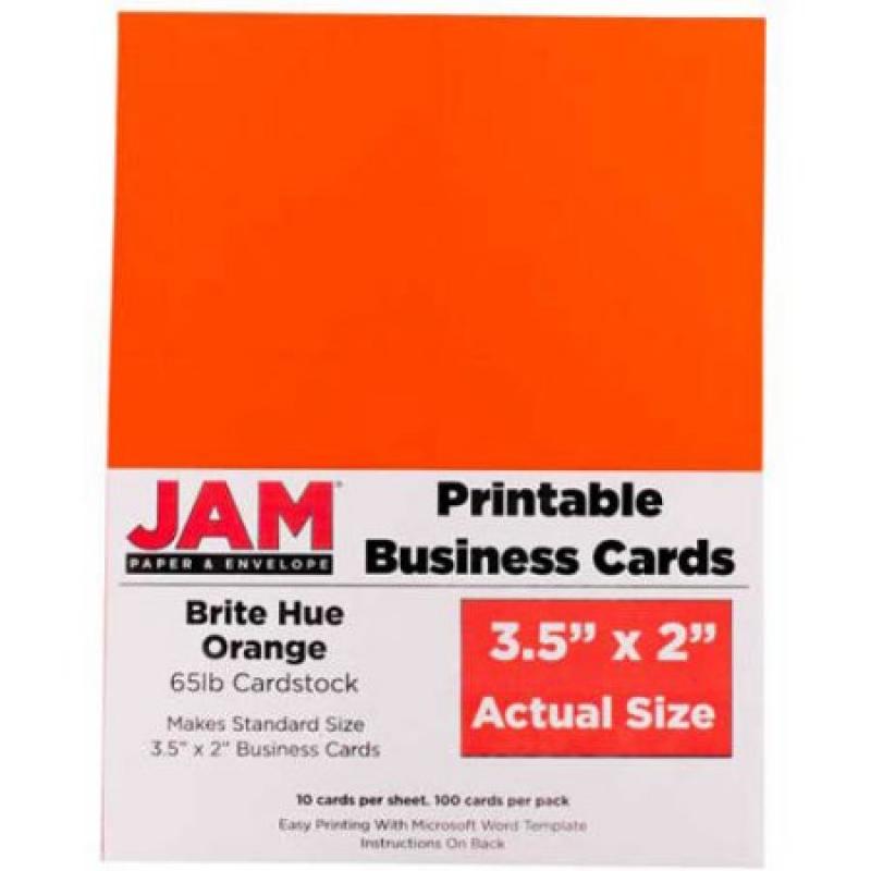 JAM Paper 3.5" x 2" Printable Business Cards, Orange, 100-Pack