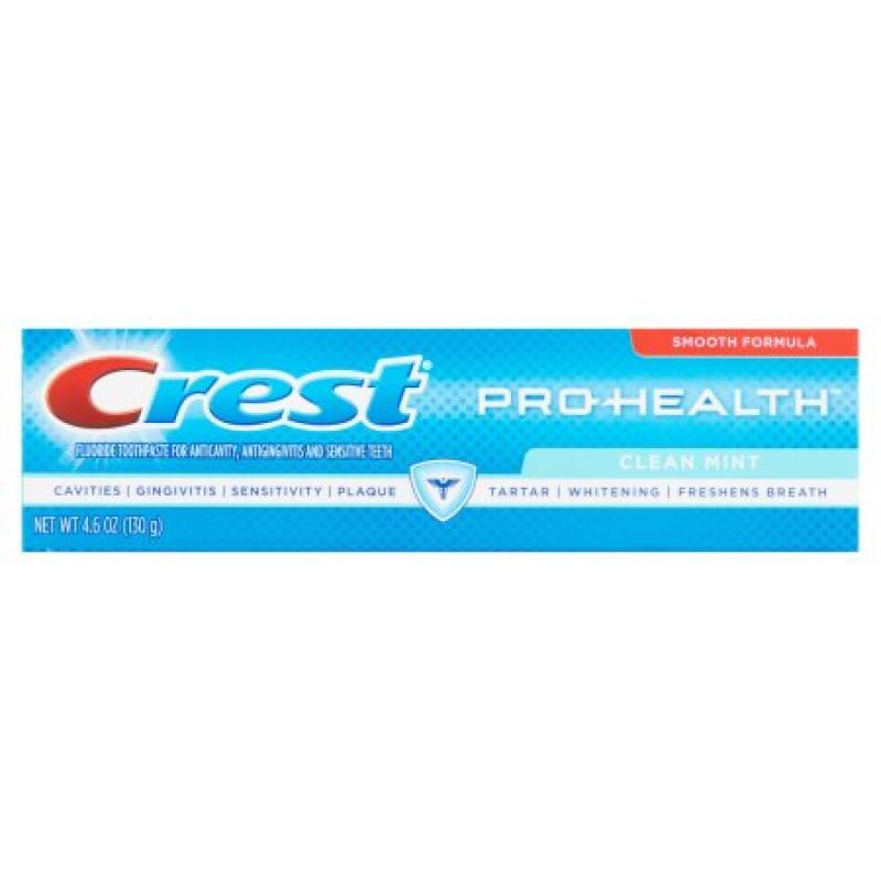 Crest Pro Health Clean Mint Fluoride Toothpaste, 4.6 oz