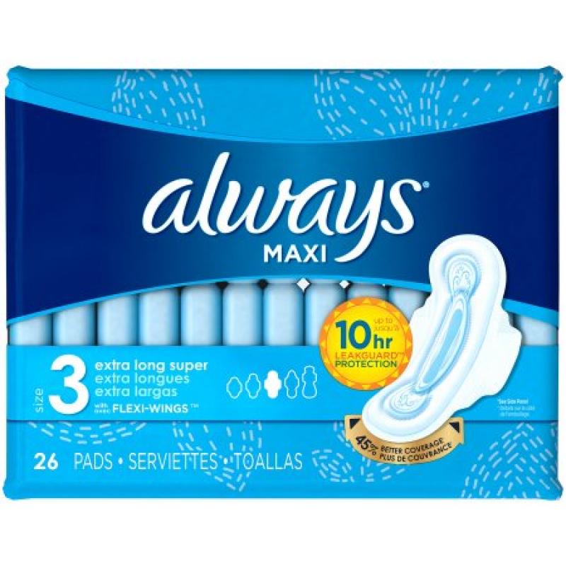 Always�� Maxi Size 3 Extra Long Super Pads with Flexi-Wings��� 26 ct Pack