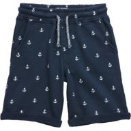 No Retreat Toddler Boys&#039; Anchor Print Cuffed Knit Shorts with Drawstring Waist and Pockets