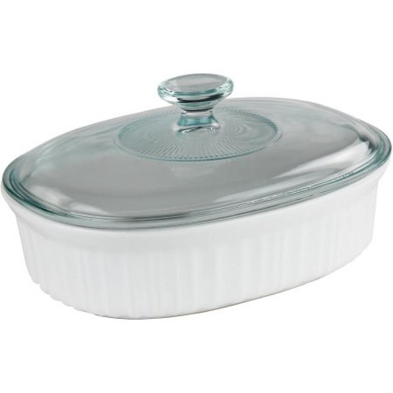 Corningware French White 1.5-Quart Oval Baking Dish with Glass Lid