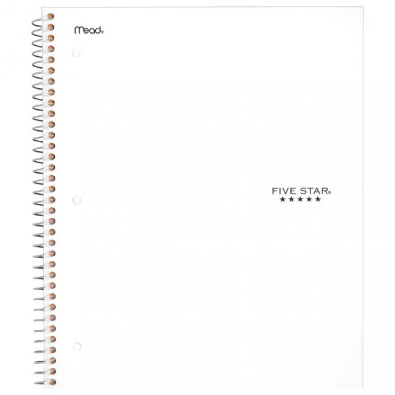 Five Star Wirebound Notebook, 1 Subject, Wide Ruled, 10 1/2" x 8", Assorted Colors (05057), 1 Count
