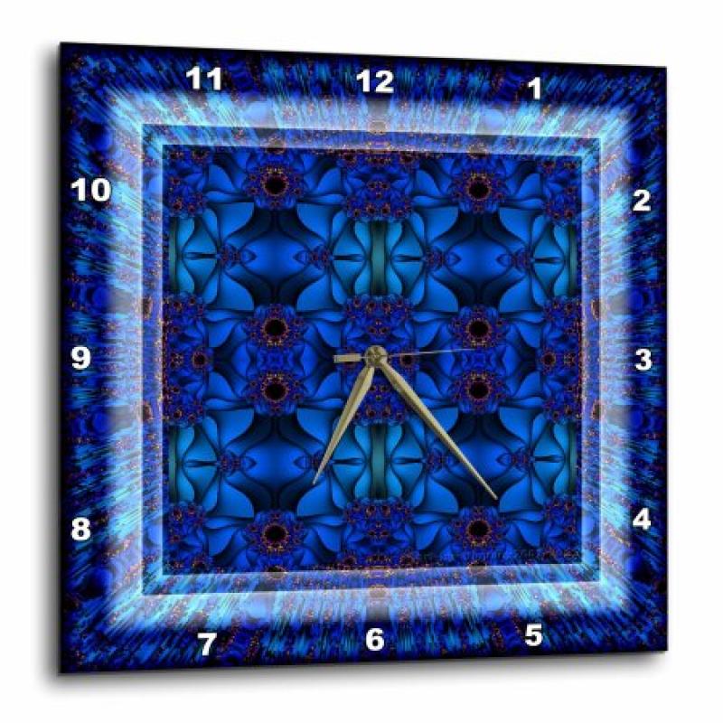 3dRose Fractals Art blue glowing psychedellic energy, Wall Clock, 15 by 15-inch