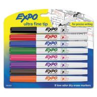 EXPO Low-Odor Dry-Erase Marker, Ultra Fine Point, Assorted, 8-Pack