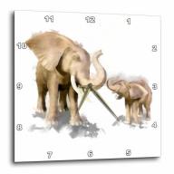 3dRose Elephant Mother and Child Trumpeting, Wall Clock, 15 by 15-inch