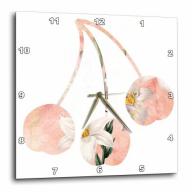 3dRose Three peach Cherries with white lilies, Wall Clock, 15 by 15-inch