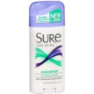 Sure Unscented Invisible Solid Anti-Perspirant & Deodorant, 2.6 oz