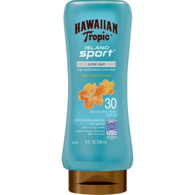Hawaiian Tropic Island Sport Lotion Sunscreen Broad Spectrum SPF 30 - 8 Ounces