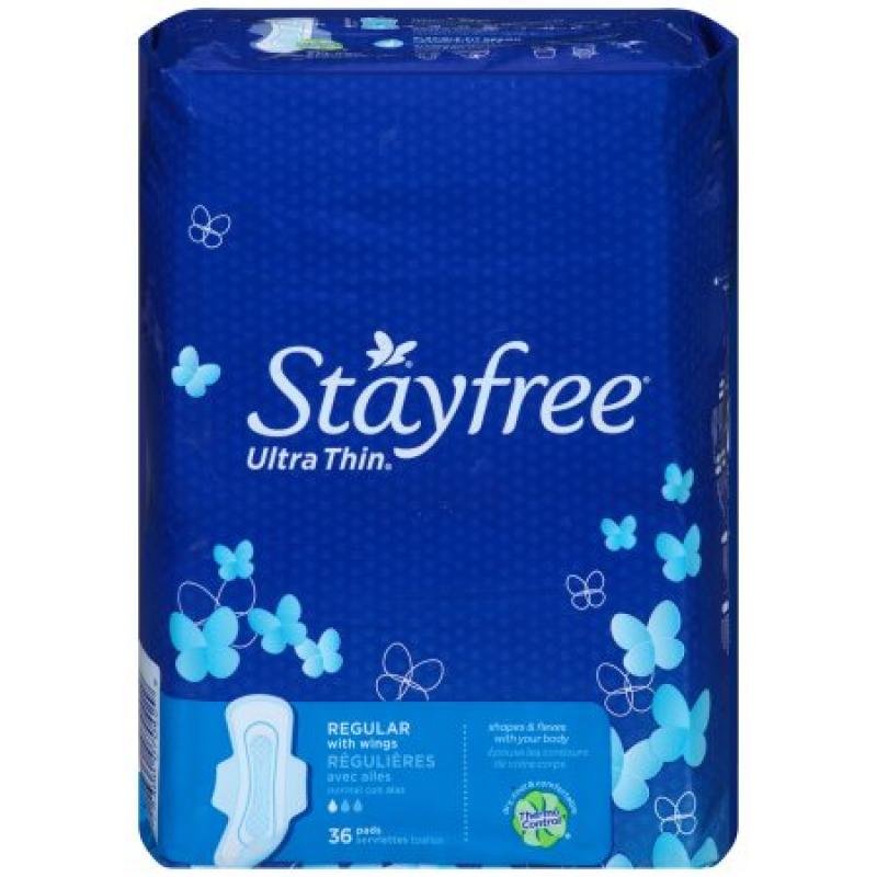 Stayfree Ultra Thin Regular Pads With Wings - 36 Count