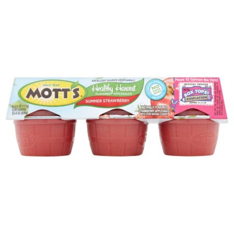 Mott&#039;s Unsweetened Strawberry Applesauce, 3.9 oz, 6 count