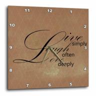 3dRose Live Simply Vintage Art- Inspirational Words, Wall Clock, 15 by 15-inch