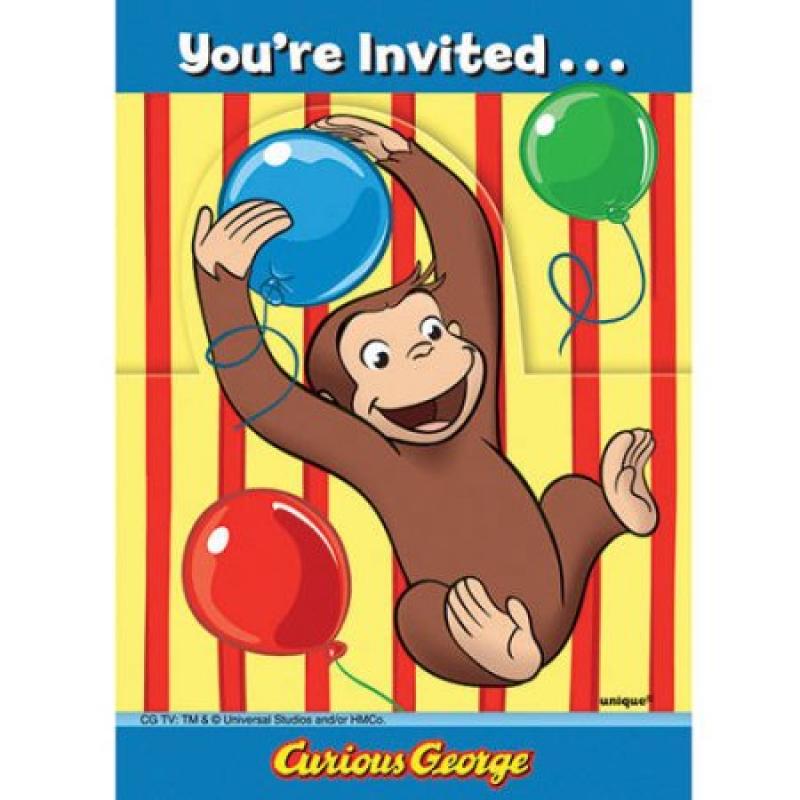 Curious George Invitations, 8ct