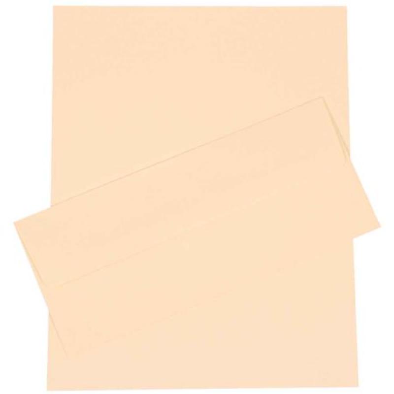 JAM Paper Business Stationery Set, #10 Envelopes, 4 1/8 x 9 1/2, Strathmore Ivory Laid, 100/pack