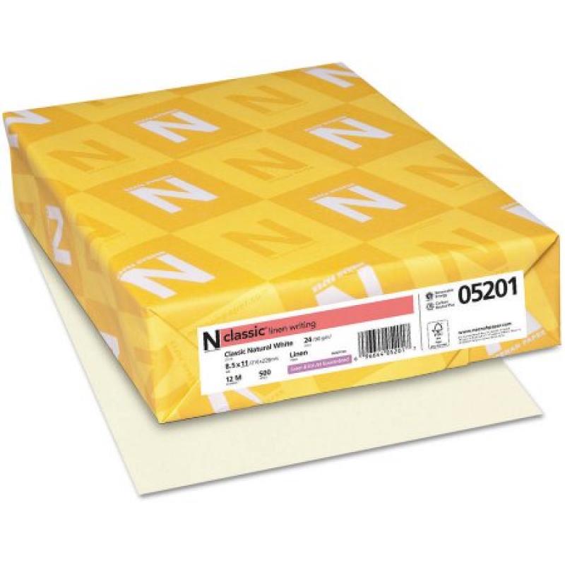 Neenah Paper Classic Linen Stationery Writing Paper, 8.5" x 11", Natural White, 500 Sheets