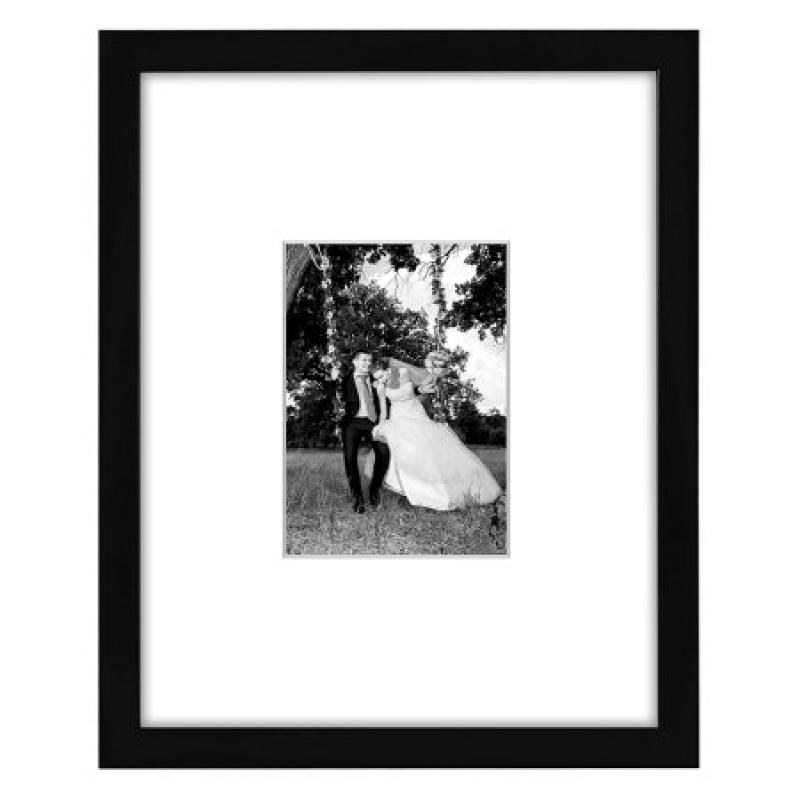 11x14 Black Picture Frame - Matted to Fit Pictures 5x7 Inches or 11x14 Without Mat