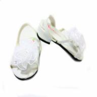 Arianna Chiffon Flower White Kitten Heel sandalFits most 18 inch dolls