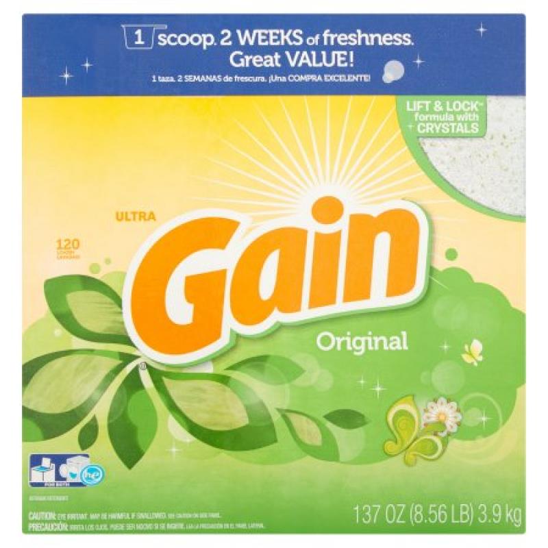 Gain Powder Laundry Detergent, Original Scent, 120 loads, 137 oz