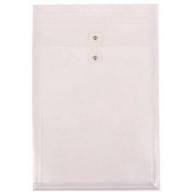 JAM Paper Legal Size 10-1/4" x 14-1/2" Plastic Open End Envelopes with Button and String Closure, Clear, 12-Pack