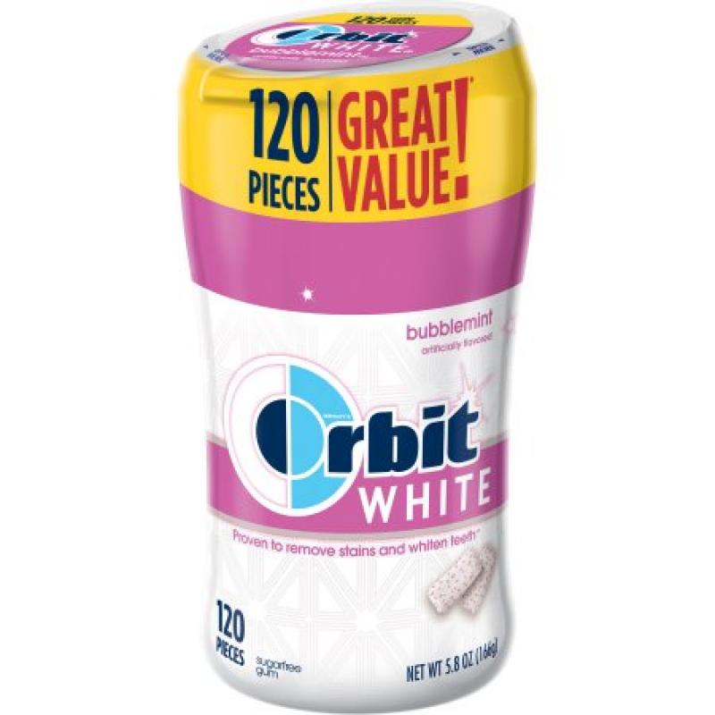 Orbit White Bubblemint Sugarfree Gum, 120 piece bottle