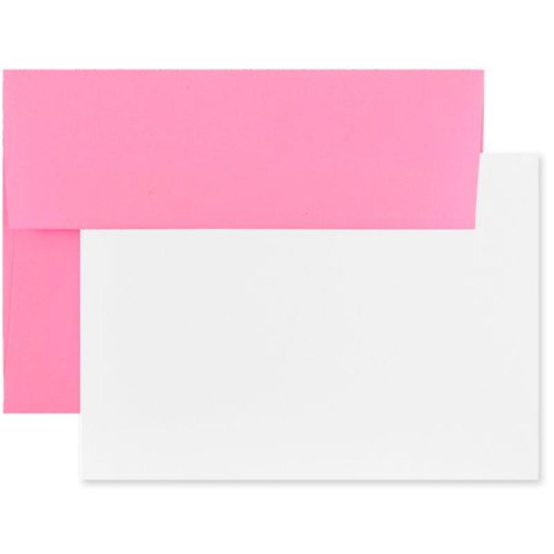 JAM Paper Personal Stationery Sets, A1 4 bar, 3 5/8 x 5 1/8, Brite Hue Recycled Ultra Pink, 25/pack