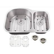 Magnus Sinks 31-1/2" x 20-1/2" 18 Gauge Stainless Steel Double Bowl Kitchen Sink with Grid Set and Drain Assemblies