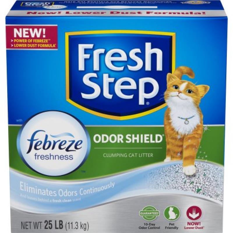 Fresh Step Odor Shield with Febreze Freshness, Clumping Cat Litter, Scented, 25 Pounds