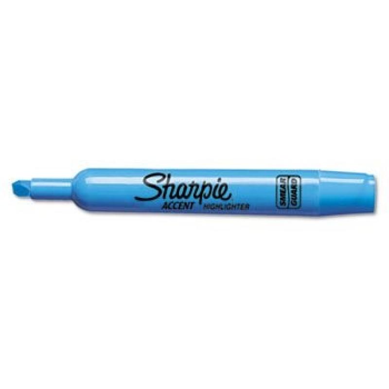 Sharpie Accent Tank Style Highlighter, Chisel Tip, Blue, 12 Ct