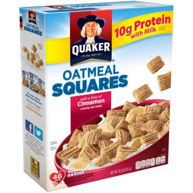 Quaker® Cinnamon Oatmeal Squares Crunchy Oat Cereal 14.5 oz. Box