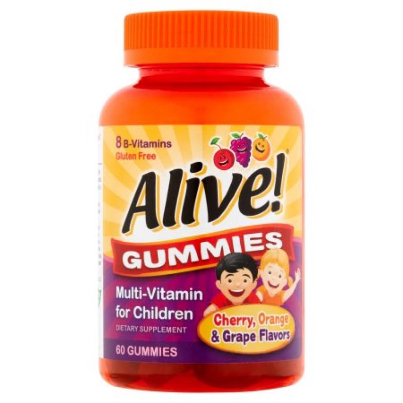 Alive! Cherry, Orange & Grape Flavors Multi-Vitamin for Children 60 Gummies