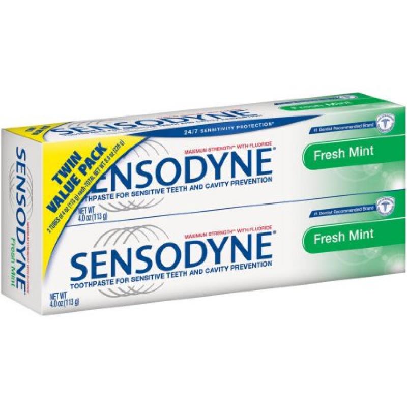Sensodyne 24/7 Protection Toothpaste, Fresh Mint, 4 oz (Pack of 2)