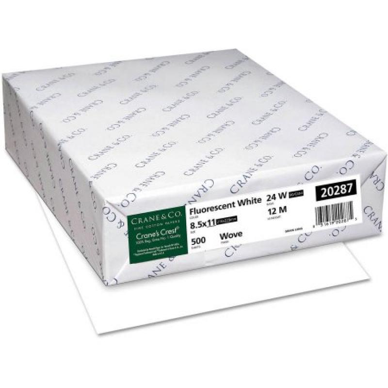 Neenah Paper Crane&#039;s Crest 100% Cotton Paper, 8-1/2" x 11", Fluorescent White