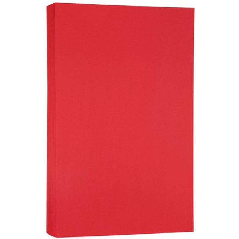 JAM Paper Recycled Legal Paper - 8.5" x 14" - 24 lb Brite Hue Red - 100 Sheets/pack