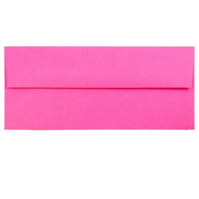 JAM Paper #10 Business Envelope, 4 1/8 x 9 1/2, Brite Hue Ultra Fuchsia Hot Pink, 500/box
