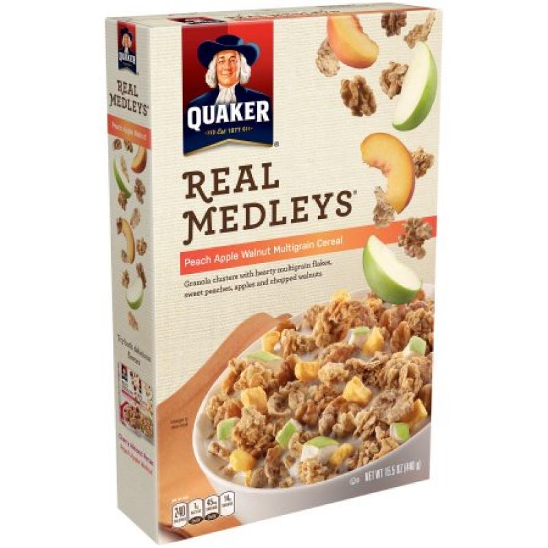 Quaker Real Medleys® Peach Apple Walnut Multigrain Cereal 15.5 oz. Box