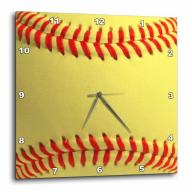 3dRose Softball close-up photography print - yellow and red soft ball for sporty sport fans team players, Wall Clock, 13 by 13-inch