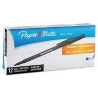 Paper Mate Stick Ballpoint Pen, Black Ink, Fine, 12-Pack