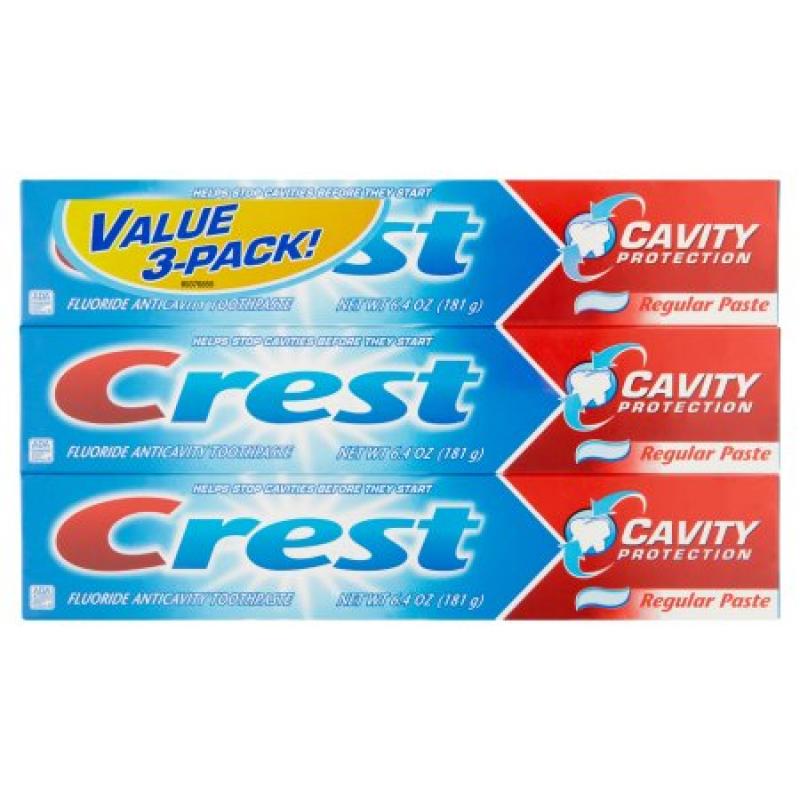 Crest Cavity Protection Toothpaste, 6.4 oz, (Pack of 3)