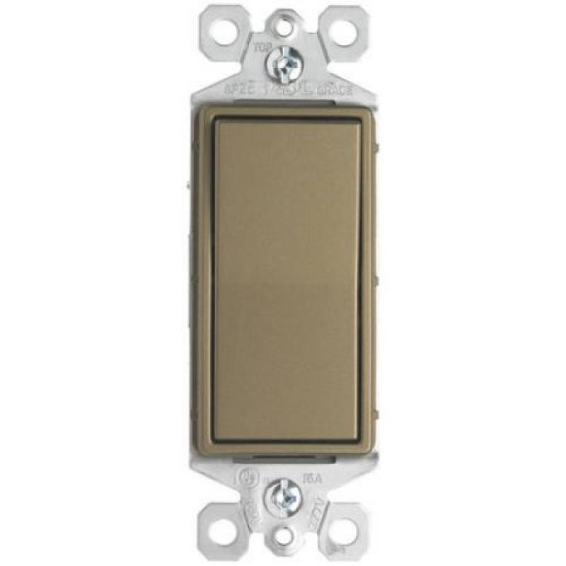Pass and Seymour 15A 3-Way Decorator Switch, Brass