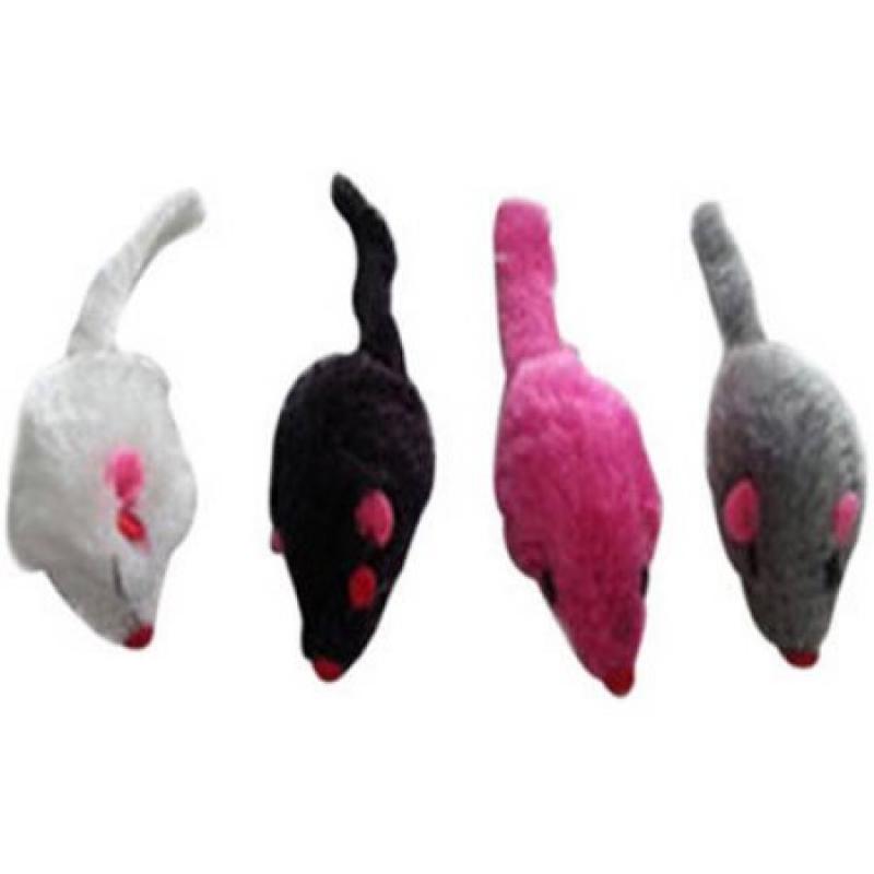 6-Pack Plush Mice, Red/White/Black/Grey, 24 Pieces, 4 Each